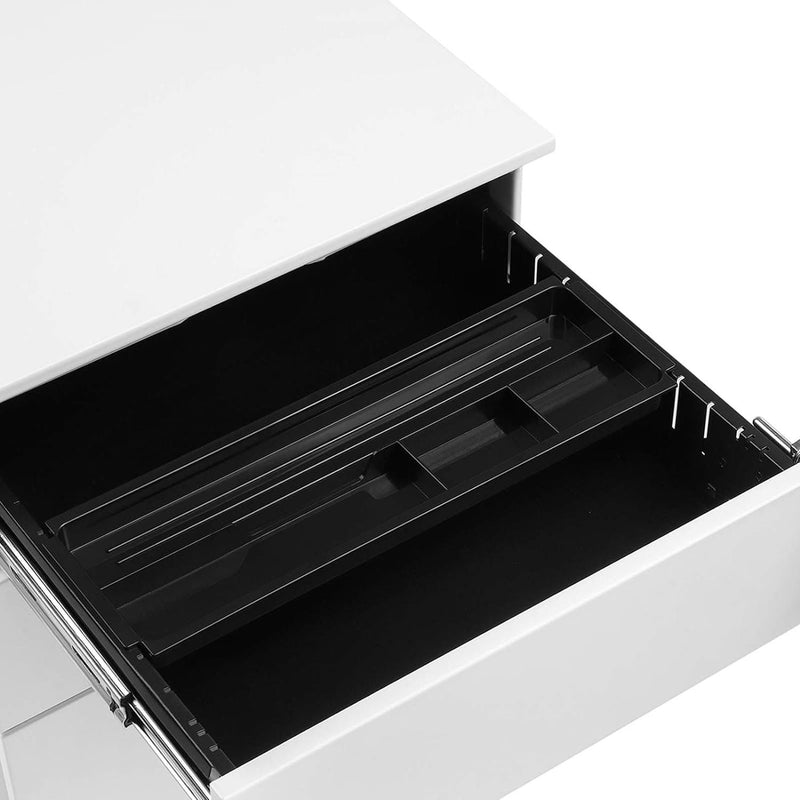 White Metal File Cabinet With Lock 3 Drawers by Songmics