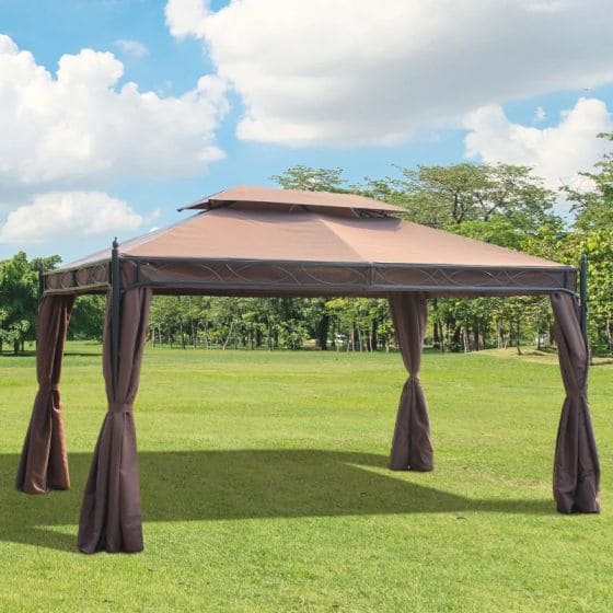 Metal Frame Gazebo With Sidewalls, 3x4m