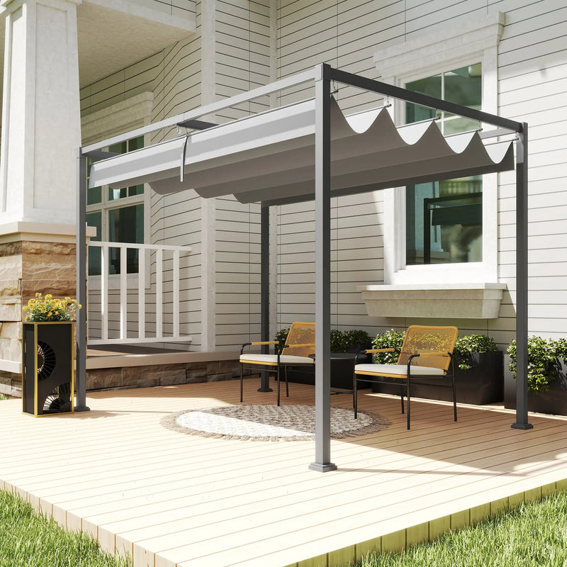 Metal Pergola, Retractable Roof, 3x2m, Freestanding, Grey