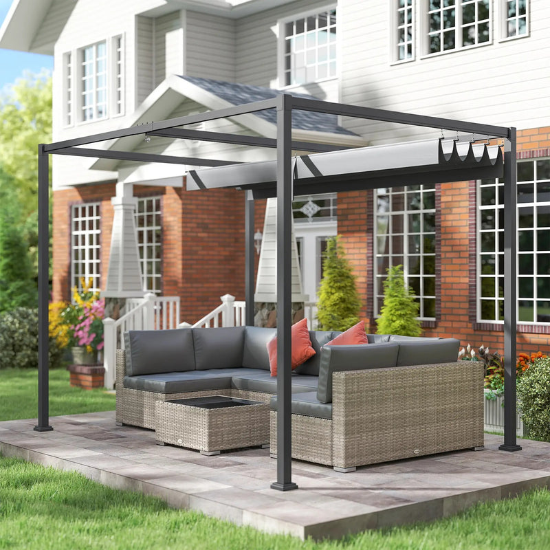 Metal Pergola, Retractable Roof, 3x2m, Freestanding, Grey
