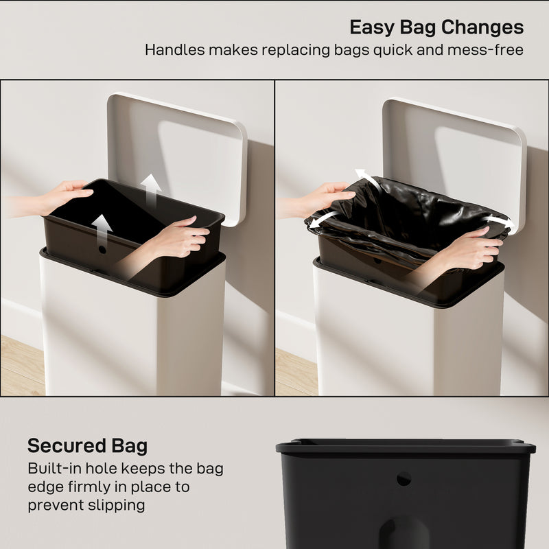 20L Pedal Bin with Soft Close Lid and Removable Inner Bucket for Home or Office Cream