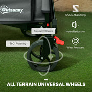 Grey 150L Folding Trolley Wagon with Wheels Brakes and Adjustable Handle by Outsunny