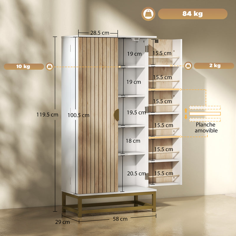 Kitchen Pantry Cupboard with Adjustable Shelves for Easy Organisation White and Wood AOSOM