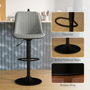 Set of Two Grey Faux Leather Bar Stools with Adjustable Height by HOMCOM