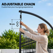 Hanging Egg Chair with Stand for Comfortable Outdoor Relaxation Foldable Basket Black Cream White Outsunny