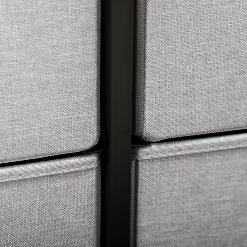 8 Drawer Fabric Storage Chest With Wooden Top For Bedroom Nursery Or Hallway Grey