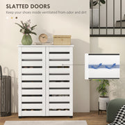 Shoe Storage Cabinet with Five Adjustable Shelves and Ventilated Doors White AOSOM