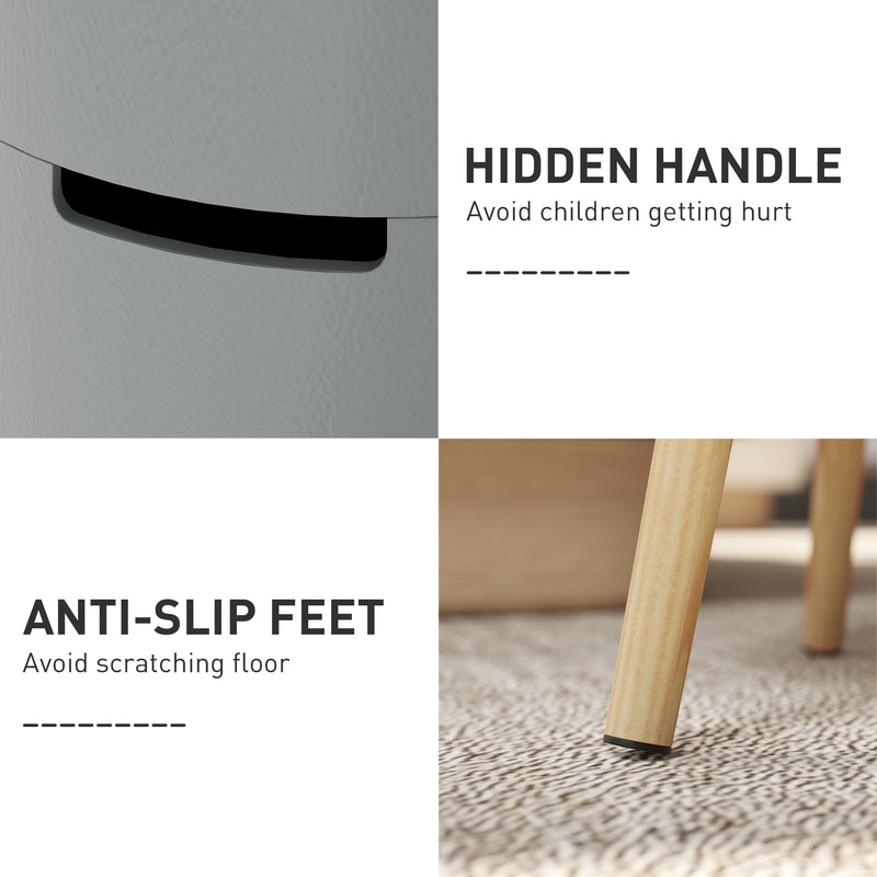 Grey 3 Tier Round Coffee Table with Hidden Storage and Detachable Tray by HOMCOM