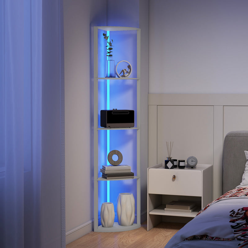 5 Tier LED Floor Lamp With Shelves And Remote Control For Living Room Or Bedroom Grey