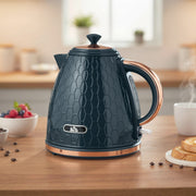3000W Electric Kettle With Rapid Boil And Honeycomb Design For Kitchen Use Dark Blue AOSOM