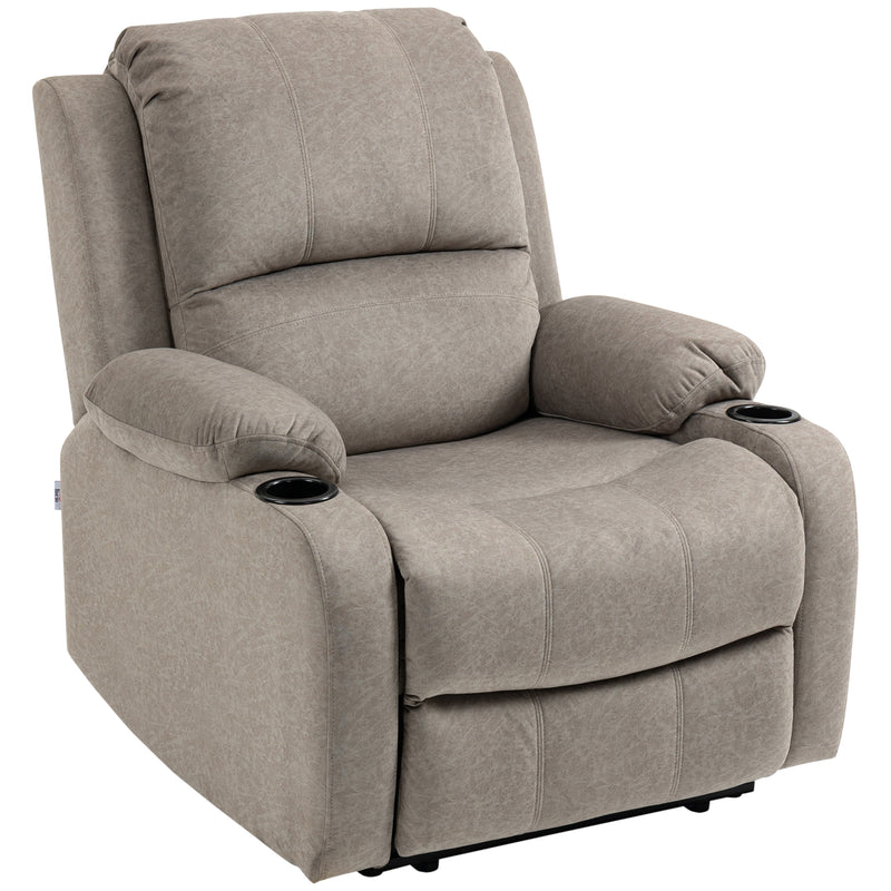 Recliner Armchair with Adjustable Leg Rest and Cup Holders for Home Living Room, Brown