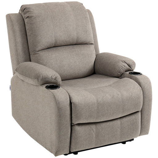 Recliner Armchair with Adjustable Leg Rest and Cup Holders for Home Living Room, Brown