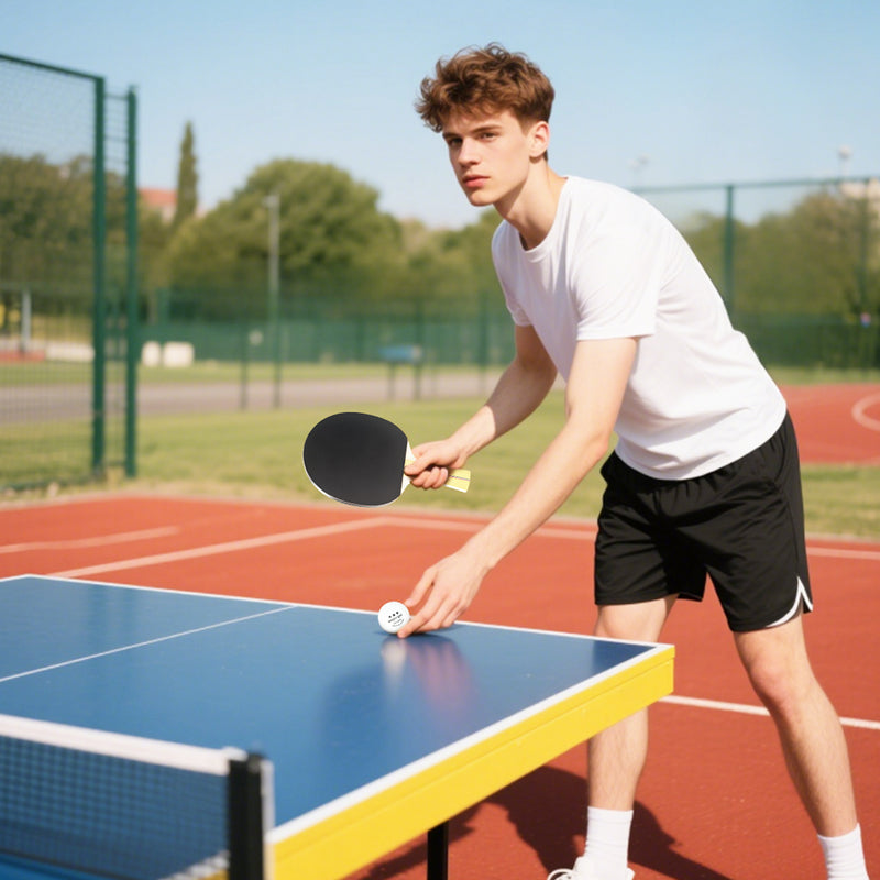 Table Tennis Set for Home or Office with 4 Rackets 8 Balls and Carry Case Black and Red