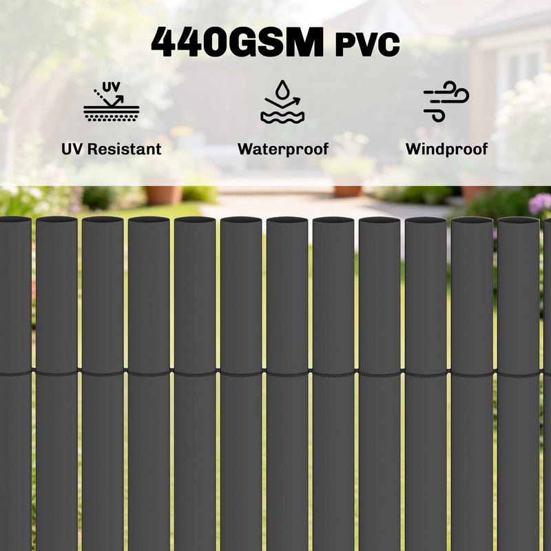 Garden Privacy Screen Fence for Sheltered Outdoor Spaces Easy Fit Weatherproof Dark Grey Outsunny