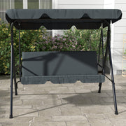 Grey 3 Seater Garden Swing Chair With Adjustable Canopy And Cushions For Outdoors Outsunny