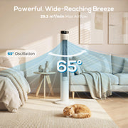 Tower Fan with Smart App Control and Quiet Sleep Mode for Home and Bedroom White AOSOM