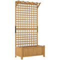 Wooden Raised Garden Planter with Trellis for Climbing Plants and Vegetables Yellow Outsunny