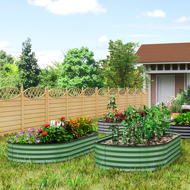 Set of Two Green Steel Garden Planters 181 x 93cm by Outsunny