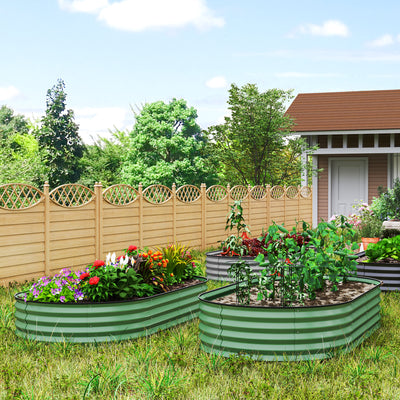 Set of Two Green Steel Garden Planters 181 x 93cm by Outsunny