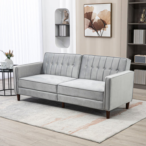 Modern Velvet Touch Sofa Bed With Adjustable Split Back For Small Spaces Light Grey
