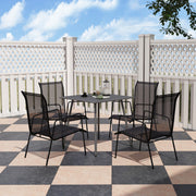 Grey Square Garden Table for 4 with Slat Top and Steel Frame 80cm by Outsunny