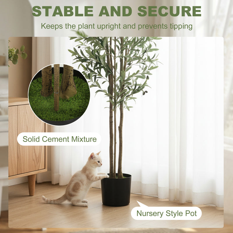 Artificial Olive Tree for Living Room with Stable Base and Zero Maintenance Green Black