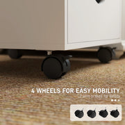 White 5 Drawer Mobile Filing Cabinet with Wheels for Office Storage by Outsunny AOSOM