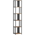 5 Tier Industrial Bookshelf With Steel Frame For Home Office Or Living Room Rustic Brown