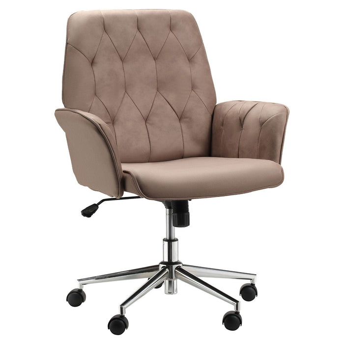 Image of a brown microfiber office chair with wheels