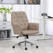 Image of a khaki microfiber office chair with swivel wheels