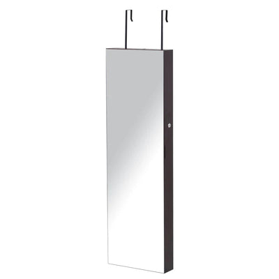 Mirrored Jewelry Cabinet, Door/Wall Mount, LED Lights, Lockable Homcom