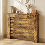 Radiator Cover with Storage Drawer for Safe Family Use and Tidy Hallway Rustic Brown Homcom