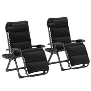 Set of Two Black Reclining Sun Loungers with Cushions for Garden or Patio by Outsunny