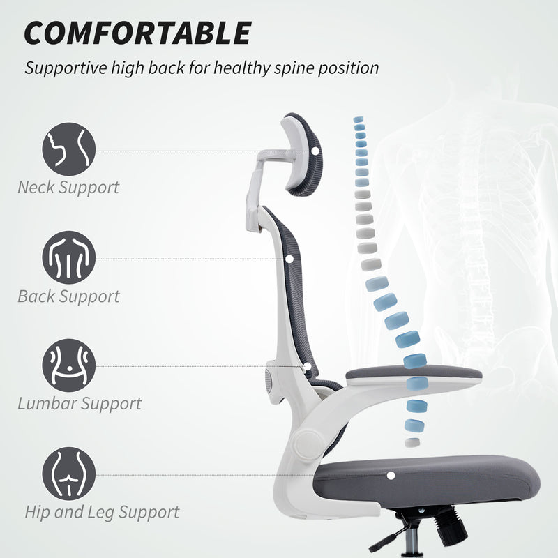 Office Chair with Adjustable Height and Lumbar Support for Home Working Charcoal Grey