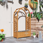 Wooden Raised Garden Bed with Trellis and Liner for Climbing Plants and Flowers by Outsunny