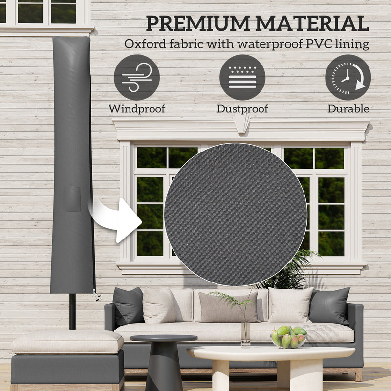 Grey Waterproof Parasol Umbrella Cover for Garden or Patio Furniture