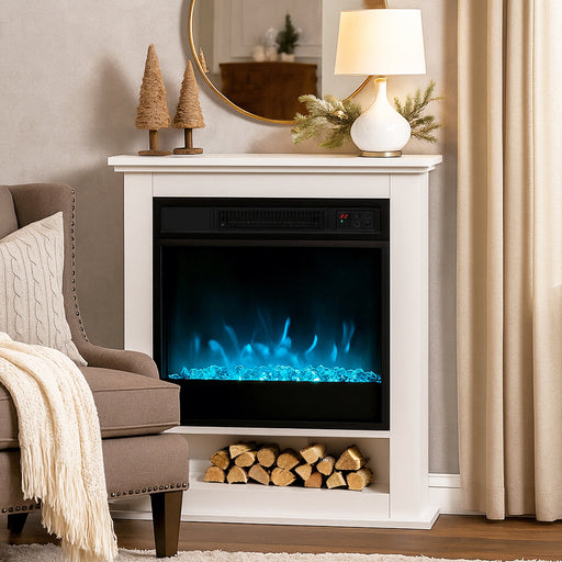 1800W Adjustable Electric Fireplace with Realistic Flame Effect for Home Heating White