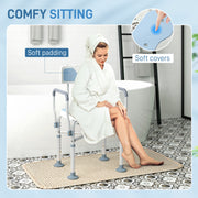 Height Adjustable Aluminium Shower Chair With Padded Seat For Elderly Support, Light Blue