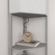 Grey Corner Floor Lamp with Shelves Tall Standing Light for Living Room Pull Chain Switch by HOMCOM