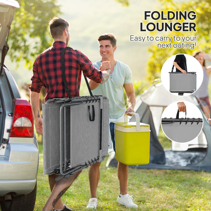 Grey Five Position Reclining Sun Lounger for Outdoor Comfort by Outsunny