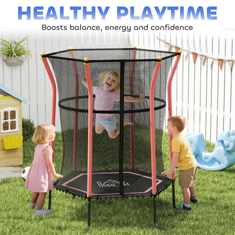 Kids Mini Trampoline with Safety Enclosure Ideal for Ages 3 to 10 for Indoor Use Red AOSOM