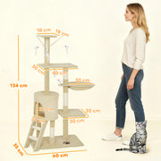 Multi Level Cat Tree With Condo And Sisal Scratching Posts For Indoor Kittens Beige AOSOM