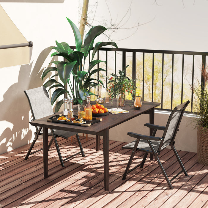 Set of Two Folding Outdoor Chairs Black and Grey Lightweight and Portable by Outsunny