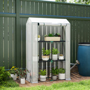 White Three Shelf Steel Frame Greenhouse 40 x 100cm for Plants and Seedlings by Outsunny