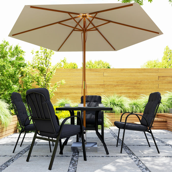 5 Piece Outdoor Patio Dining Set with Cushioned Chairs and Glass Table by Outsunny
