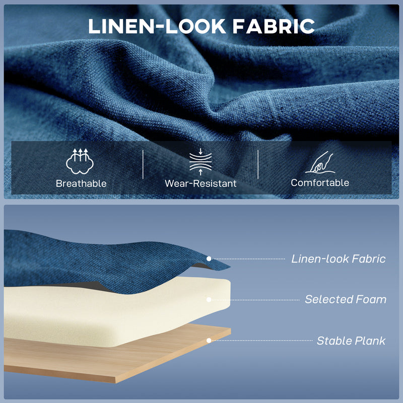 2 Seater Sofa Blue Wing Back Sofa With Thick Cushions And Gold Metal Legs For Small Spaces