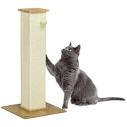 80cm Cat Scratching Post with Hanging Ball Toy and Sisal Rope for Indoor Play White