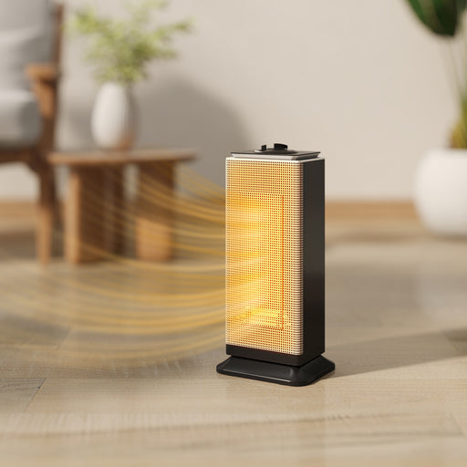 2000W Ceramic Electric Heater with Oscillating Fan for Home or Office Use Black