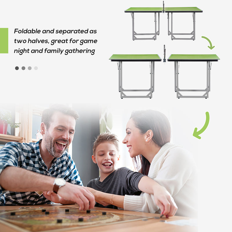 HOMCOM 6ft Table Tennis Table, Ping Pong Table with Net, Foldable and Portable Ping Pong Set for Indoor Use, Easy Assemble, Midsize, Green
