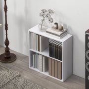 2 Tier Small White Bookcase With Adjustable Shelf For Home Office Or Study Storage